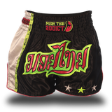 Black and Green Single Panel Stars Muay Thai Shorts
