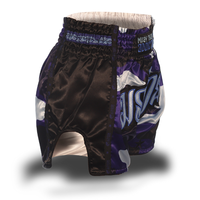 Blue Camo Single Panel Stars Muay Thai Shorts