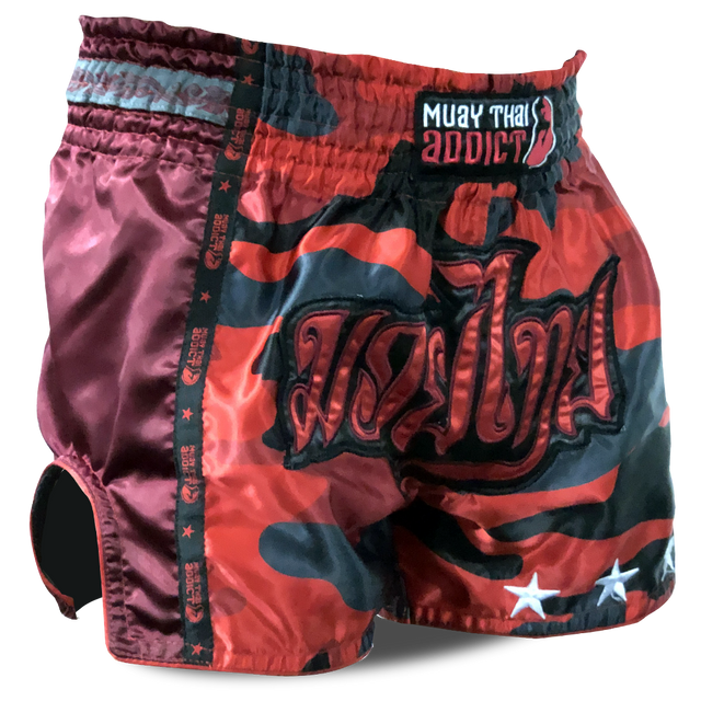 Red Camo Single Panel Stars Muay Thai Shorts