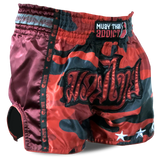 Red Camo Single Panel Stars Muay Thai Shorts