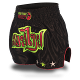 Black and Green Single Panel Stars Muay Thai Shorts
